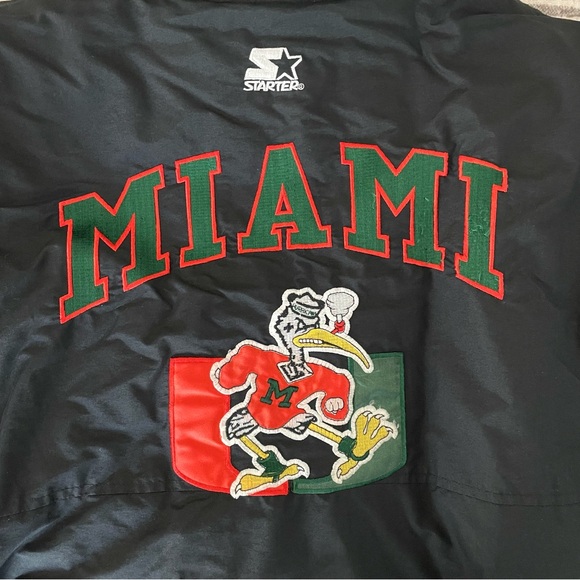 EUC VINTAGE MIAMI HURRICANES HOODED STARTER JACKET - Picture 3 of 6